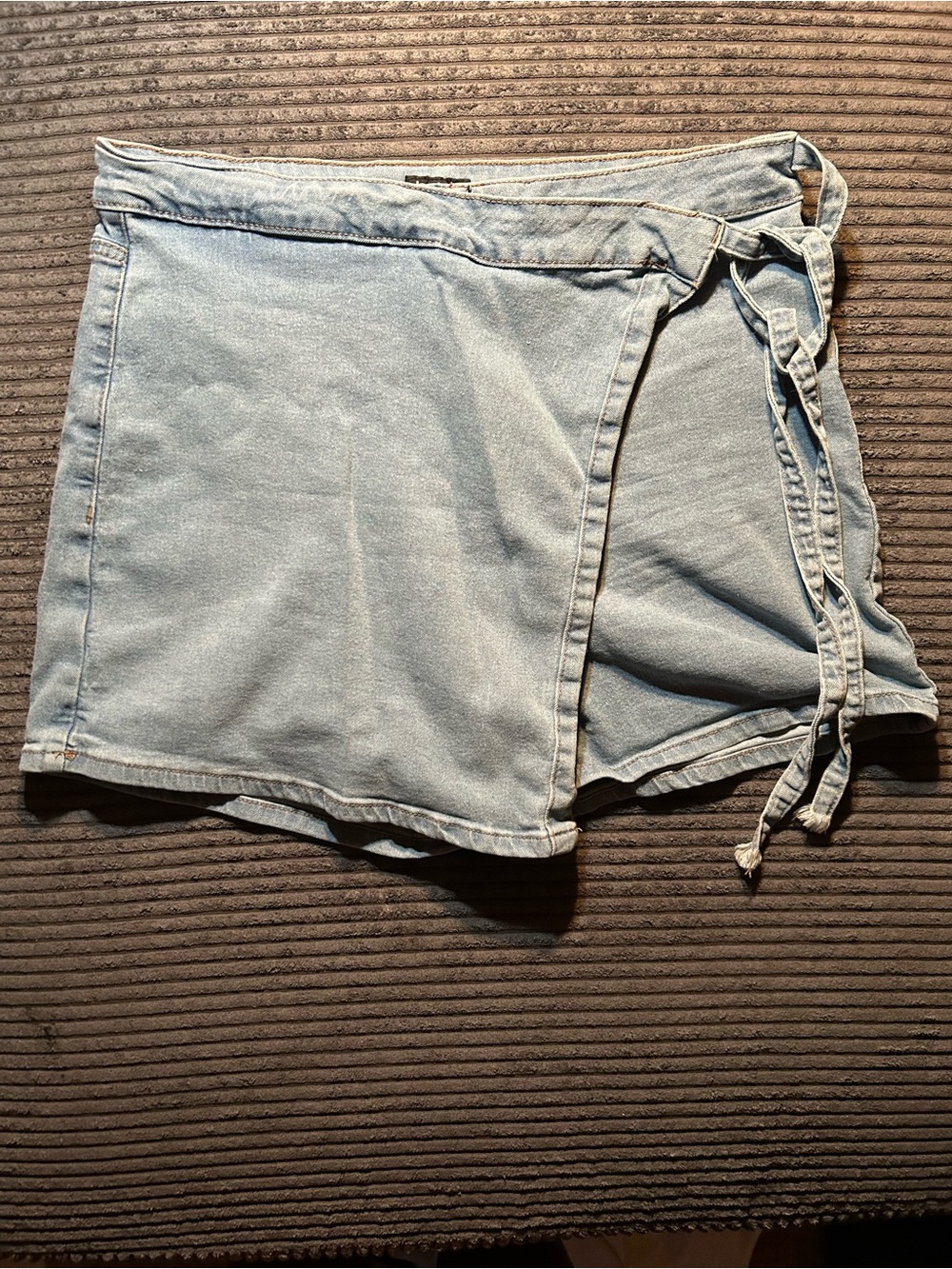 Bebe asymmetrical denim wrap skort